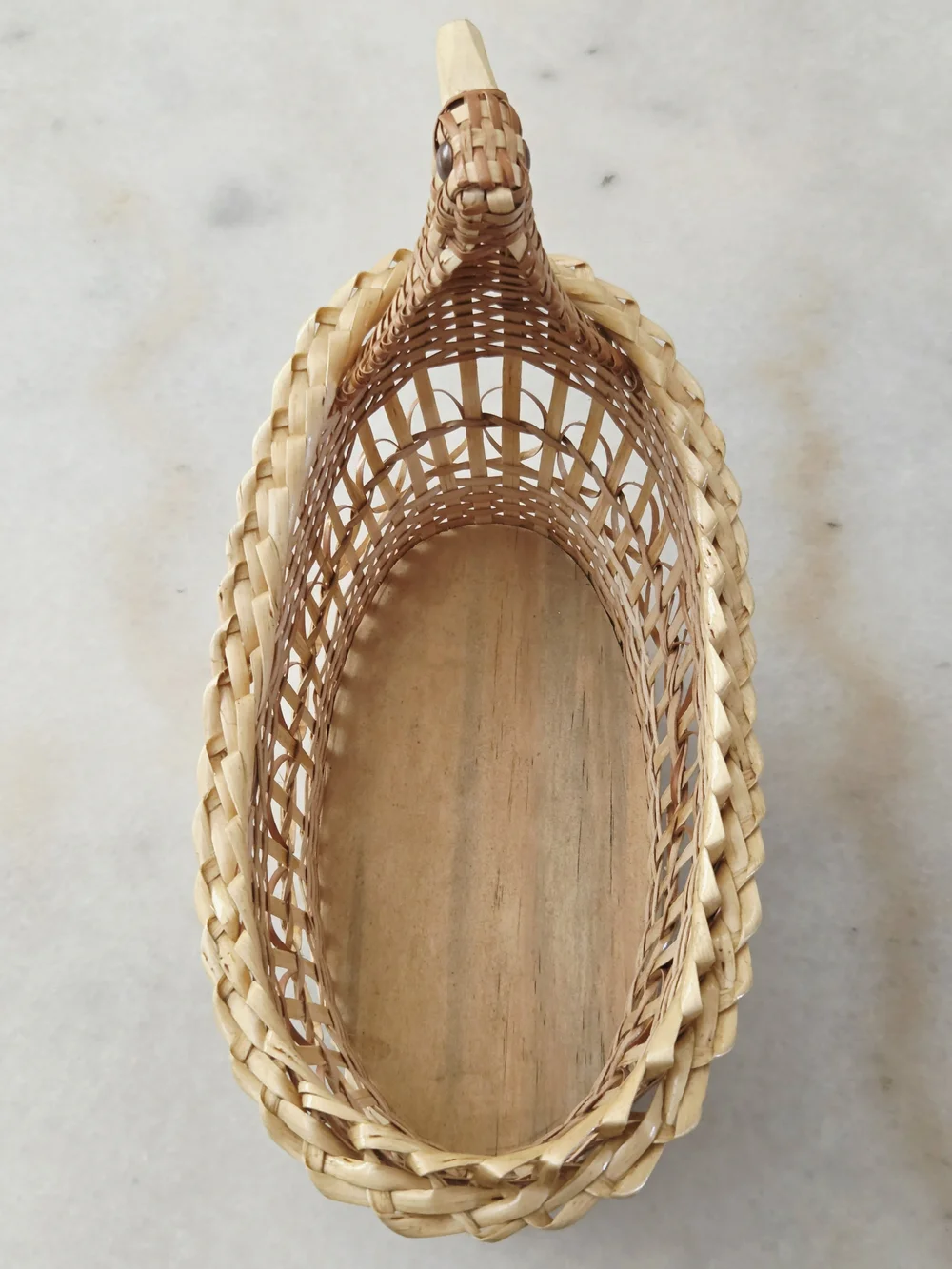 Handwoven Duck-Shaped Wicker Basket in Natural Tones